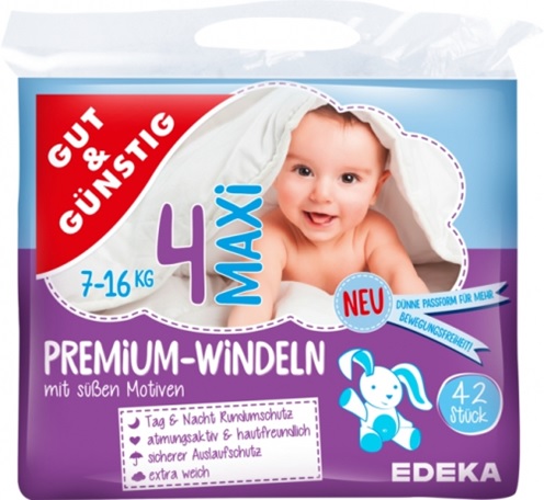 GUT&GÜNSTIG dětské plenky 4 maxi, 7-16 kg